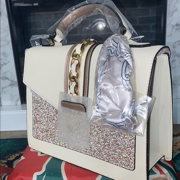 Aldo Handbags - Aldo Cream and Gold Glitter Handbag/Crossbody
